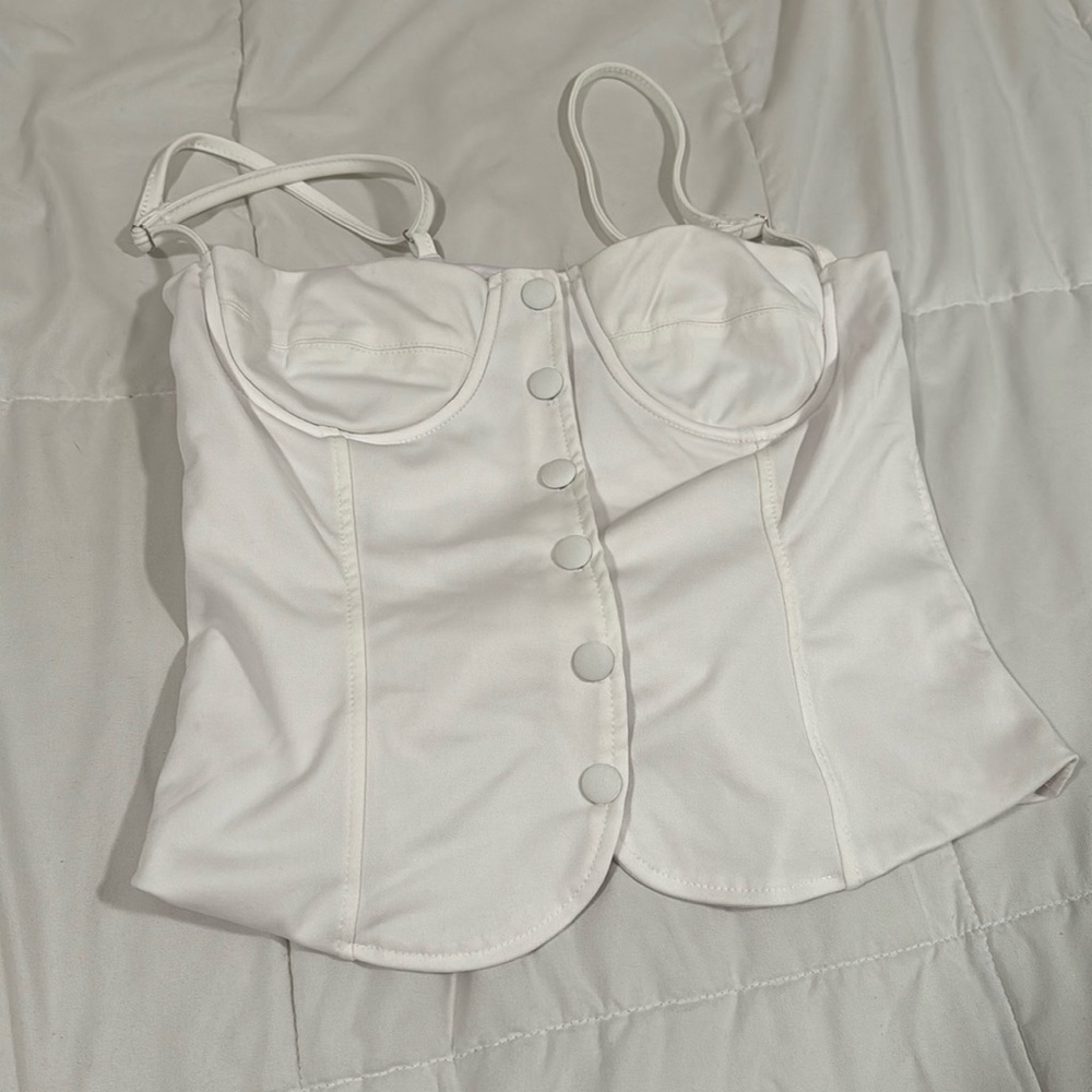 White button dress up or down top never put it to use (not worn)